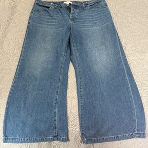 Sundance Wide-Leg Button Fly Jeans in Medium Blue Wash